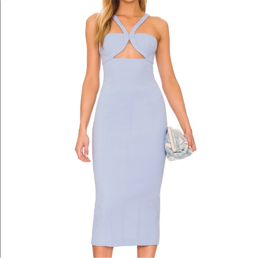 Misha CLAIRE BONDED CREPE MIDI DRESS